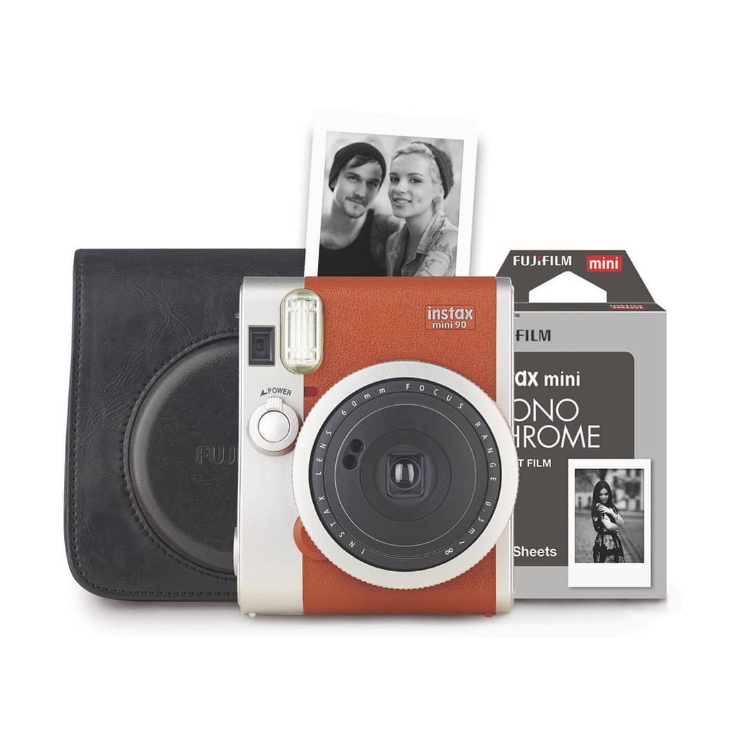 Fujifilm instax mini 90 Neo Classic Sofortbildkamera Retro Set : Braun